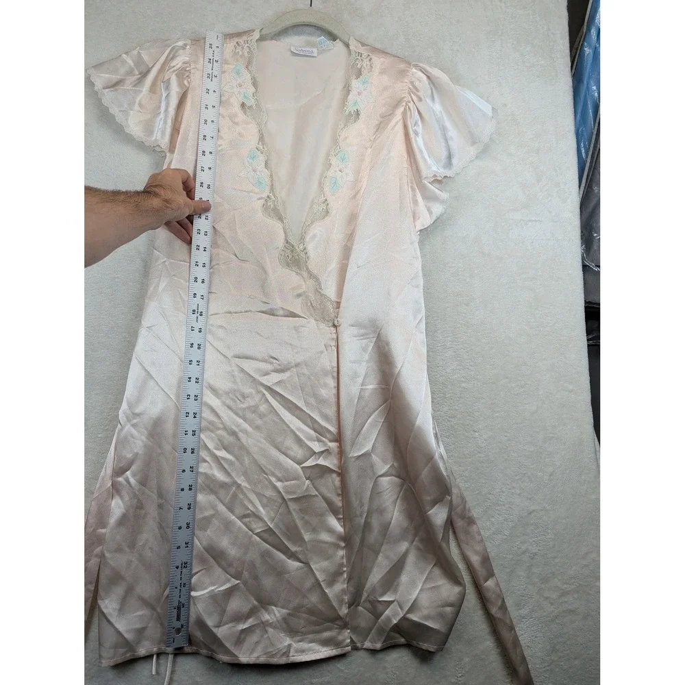 VTG Soft Moments NY women's M floral lace Pink long Sleeve Nightgown nylon maxi